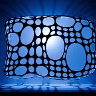 3d render de Cuadrado blanco en cubos rojos